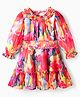 Ollington St. Georgette Floral Printed Full Sleeves One Piece Frock - Multicolor