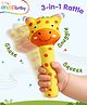 Intellibaby Tiny Tails Giraffe Handheld Rattle for Infants | Soft Animal Plush Toy | Squeeze Handle for Squeaky Sound | Sensory & Motor Skills | Baby Safe | Paediatrician Approved | BIS Approved