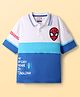 Pine Kids Marvel Single Jersey Knit  Drop Shoulder Half Sleeves Collared T-Shirt with Spider-Man Graphics - White & Blue