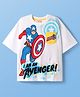 Pine Kids Marvel Single Jersey Knit Half Drop Shoulder Sleeves T-Shirt with Captain America Graphics & Pocket Detailing - White