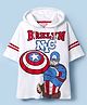 Pine Kids Marvel Single Jersey Knit Drop Shoulder Half Sleeves T-Shirt with Captain America Graphics with Hoodie -White