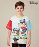 Pine Kids Disney Single Jersey Knit Half Drop Shoulder Sleeves Oversized T-Shirt with Chip n Dale Graphics - White