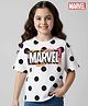 Pine Kids Marvel Single Jersey Knit Half Drop Shoulder Sleeves T-Shirt with Avengers Graphics - White