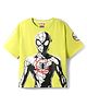 Pine Kids Marvel Terry Knit Half Sleeves Drop Shoulder Cut And Sew T-Shirt With Spider-Man Graphic - Neon Green