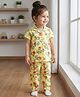 Babyhug Cotton Knit Half Sleeves Co-ords Night Suit with Floral Print - Yellow
