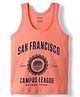Smarty Boys Sinker Knit Sleeveless Tank T-Shirt with San Francisco Text Print - Coral
