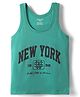 Smarty Boys Sinker Knit Sleeveless Tank T-Shirt with Newyork Text Print -  Teal Blue