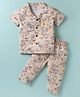Smarty Boys Sinker Knit Half Sleeves Co-ords Night Suit With Dino Print - Light Brown