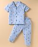 Smarty Boys Sinker Knit Half Sleeves Co-ords Night Suit With Nautical Theme Print - Light Blue
