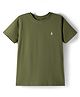 Pine Kids Cotton Knit Half Sleeves Solid Color T-Shirt - Olive Green
