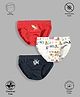 TRESNOVA Cotton Pack Of 3 Anti Microbial & Smart Waistband Technology Rocket & Vehicles Printed Briefs - White Red & Navy Blue
