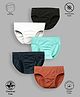 TRESNOVA Cotton Pack Of 4 Anti Microbial Finish & Smart Waistband Technology Solid Briefs - Black White Green Navy Blue & Orange