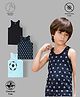 TRESNOVA Cotton Pack Of 3 Anti Microbial Finish & Advanced Ergonomic Armhole Technology Football Printed & Solid Soft Vests - Navy Black & Blue