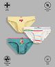 TRESNOVA Cotton Lycra Pack Of 3 Anti Microbial Finish & Smart Waistband Technology Floral & Bird Printed Soft Panties - White Yellow & Blue