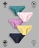 TRESNOVA Cotton Lycra Pack Of 5 Anti Microbial Finish & Smart Waistband Technology Solid Soft Panties  - Navy Blue Yellow Pink & Purple