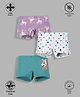 TRESNOVA Pack Of 3 Cotton Lycra Anti Microbial Finish & Smart Waistband Technology Unicorn & Polka Dots Printed Soft Boxer Panties - White Purple & Blue