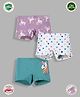TRESNOVA Pack Of 3 Cotton Lycra Anti Microbial Finish & Smart Waistband Technology Unicorn & Polka Dots Printed Soft Panties - White Purple & Blue