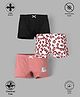 TRESNOVA Pack Of 3 Cotton Lycra Anti Microbial Finish & Smart Waistband Technology Solid & Heart Printed Soft Boxer Panties- Black White & Pink