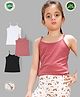 TRESNOVA Cotton Lycra Pack Of 3 Anti Microbial Finish & Advanced Ergonomic Armhole Technology Solid Soft Camisoles - White Pink & Black