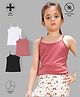TRESNOVA Cotton Lycra Pack Of 3 Anti Microbial Finish & Advanced Ergonomic Armhole Technology Solid Soft Camisoles - White Pink & Black