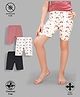 TRESNOVA Cotton Lycra Pack Of 3 Anti Microbial Finish & Smart Waistband Technology Unicorn Printed & Solid Cycling shorts - White Black & Pink