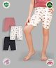 TRESNOVA Cotton Lycra Pack Of 3 Anti Microbial Finish & Smart Waistband Technology Unicorn Printed & Solid Cycling shorts - White Black & Pink
