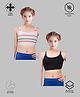 TRESNOVA Cotton Lycra Pack Of 2 Anti Microbial & Advanced Ergonomic Armhole Technology Sleeveless Solid & Striped Non Padded Stretchable Bras - White & Black
