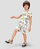 TRESNOVA Cotton Knit Anti Microbial & Smart Waistband Technology Half Sleeves Typography Printed Soft Coordinating Tee & Shorts Set - White