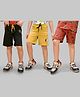 TRESNOVA Cotton Pack Of 3 Anti Microbial & Smart Waistband Technology Animals & Typography Printed Soft Shorts - Orange Black & Yellow