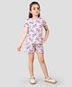 TRESNOVA Cotton Knit Anti Microbial & Smart Waistband Technology Half Sleeves Unicorns Printed Soft Coordinating Tee & Shorts Set - Pink