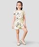 TRESNOVA Cotton Knit Anti Microbial & Smart Waistband Technology Typography Printed Soft Tee With Coordinating Shorts Set - Off White