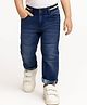 Babyhug Woven Full Length Washed Denim Jeans With Stretch - Dark Blue