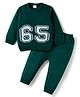 Babyhug Knitted Full Sleeves Sweater Set With Number Design - Dark Green
