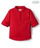 Babyhug Linen Woven Full Sleeves Mandarin Collar Kurta Solid Color Shirt - Red