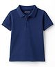Pine Kids Cotton Knit Half Sleeves Solid Color Polo T-Shirt - Navy Blue