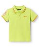 Pine Kids Cotton Knit Half Sleeves Polo T-Shirt with Number Patch - Lime Green