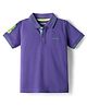 Pine Kids Cotton Knit Half Sleeves Polo T-Shirt with Number Patch - Purple