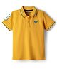 Pine Kids Cotton Knit Half Sleeves Polo T-Shirt with Number Patch - Yellow
