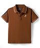 Pine Kids Cotton Knit Half Sleeves Polo T-Shirt with Number Patch - Brown