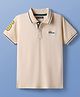 Pine Kids Cotton Knit Half Sleeves Polo T-Shirt with Number Patch - Peach