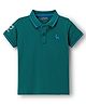 Pine Kids Cotton Knit Half Sleeves Polo T-Shirt with Number Patch - Teal Blue
