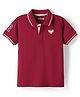 Pine Kids Cotton Knit Half Sleeves Polo T-Shirt with Number Patch - Dark Red