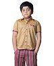 DE CHEVALERiE en Rouge Cotton Blend Half Sleeves Placement Striped  Shirt - Brown