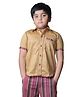 DE CHEVALERiE en Rouge Cotton Blend Half Sleeves Placement Striped Shirt - Beige