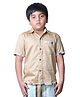 DE CHEVALERiE en Rouge Cotton Blend Half Sleeves Placement Striped Shirt - Beige