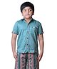 DE CHEVALERiE en Rouge Cotton Blend Half Sleeves Placement Striped Shirt - Blue