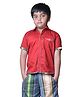 DE CHEVALERiE en Rouge Cotton Blend Half Sleeves Placement Striped Shirt - Red