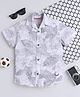 BAATCHEET Cotton Half Sleeves Leaves Printed Shirt - White