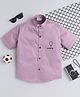 BAATCHEET Cotton Half Sleeves Dream Up Text Embroidered Shirt - Plum