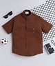 BAATCHEET Cotton Half Sleeves Elephant Embroidered Shirt - Brown